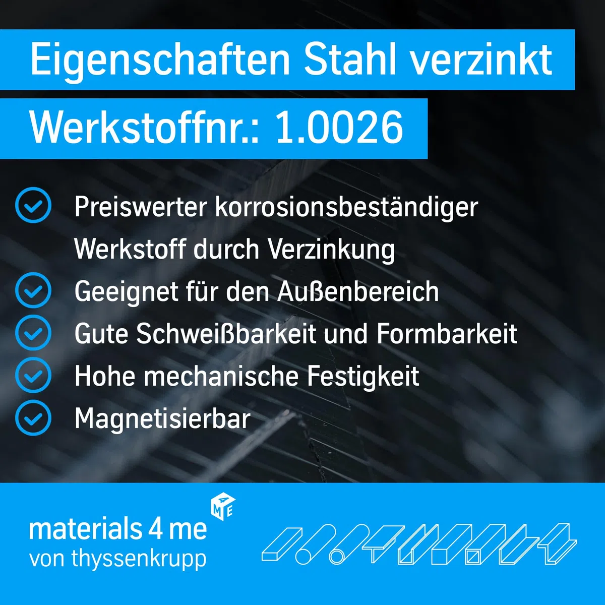 thyssenkrupp Stahlrohr verzinkt Ø 48,3 x 3,2 mm (1 1/2") in 2450 mm Länge | Rundrohr Stahl | Konstruktionsrohr
