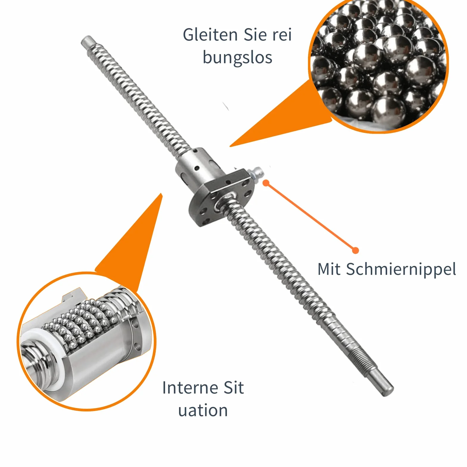 SFU1605 Kugelumlaufspindel 1050mm Gewindespindel Edelstahl Kugelumlaufspindel