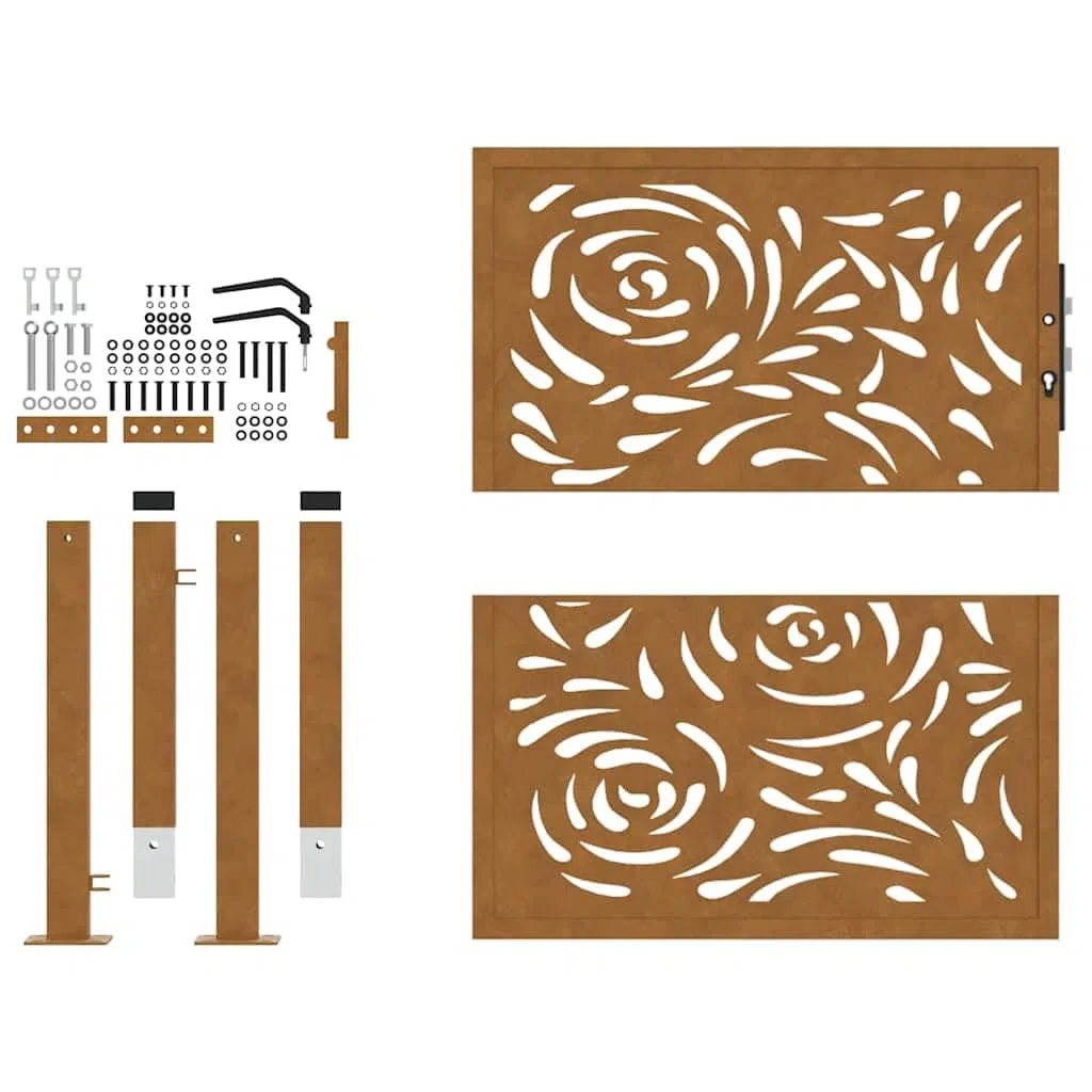 vidaXL Gartentor 100x100 cm Wetterfester Stahl Flammen-Design, Zauntor, Outdoor Tor, Eisentor, Sicherheitstor, Einfahrtstor, Metall Zauntor