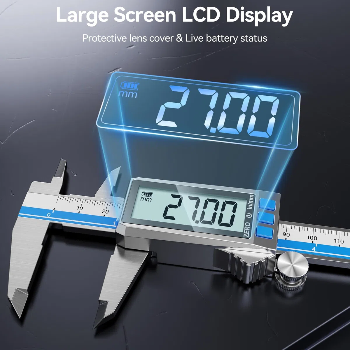 Preciva Digitaler Messschieber Aufladbar, 150 mm/0-6 Zoll Schieblehre Edelstahl, IP54 Schutz, LCD Display mit Automatischem Abschalten, Messwerkzeug für Haushalt, DIY und Industrie