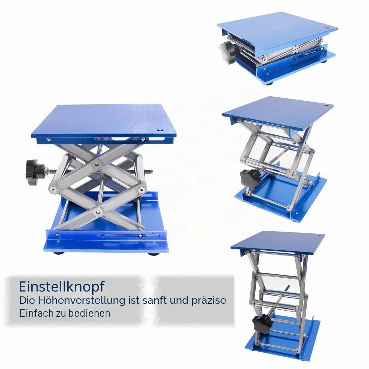 Wisamic Laborständer aus Alumina, 200 x 200 mm, Scherenhebebühne, Höhe 82-310 mm, Tragkraft 10 kg