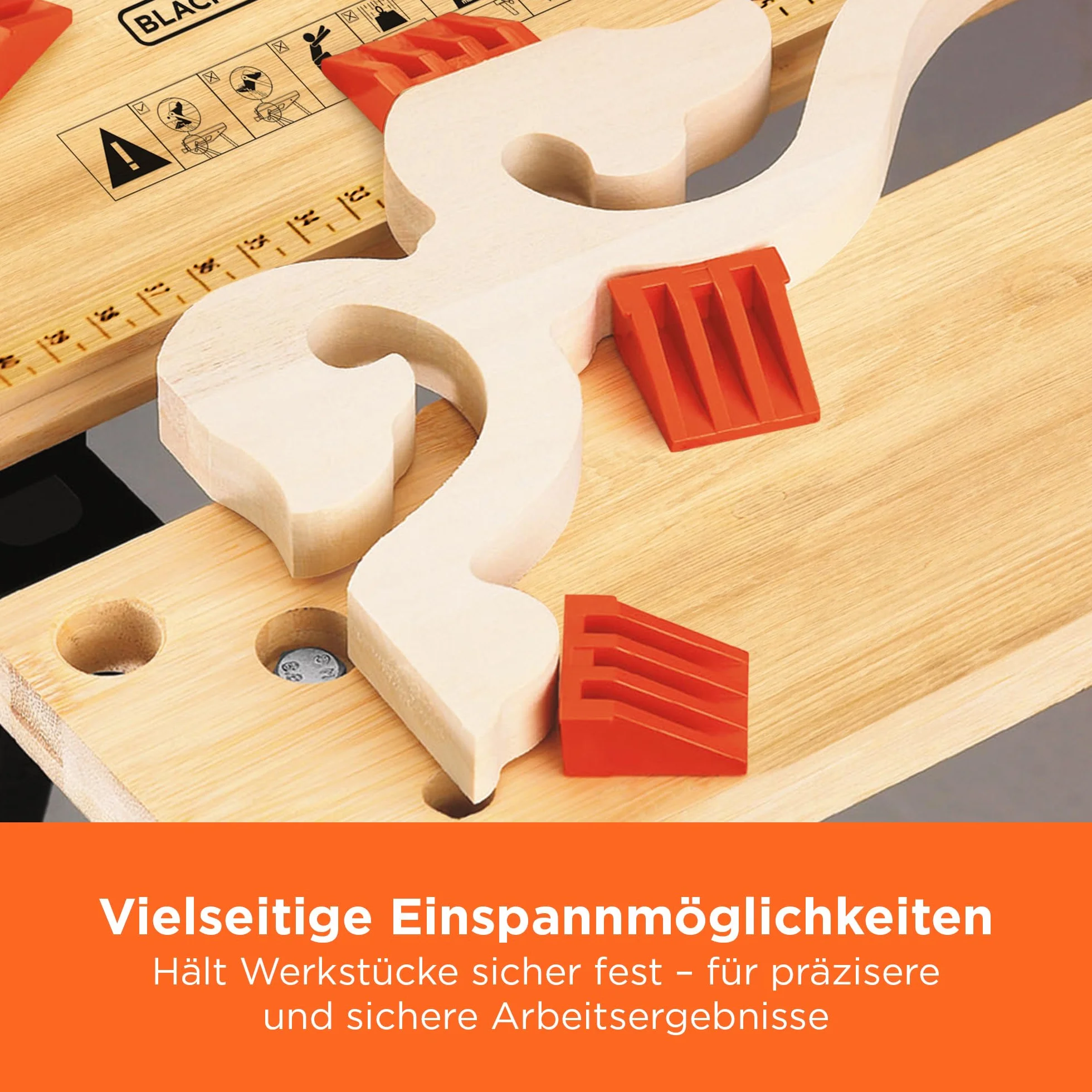 BLACK+DECKER Flexible Werkbank für Werkstatt (Sägebock Werkbank klappbar als Werkstatteinrichtung mit großer Arbeitsfläche, höhenverstellbar, bis 160kg belastbar, Arbeitsfläche: 25 x 61cm) WM536-XJ