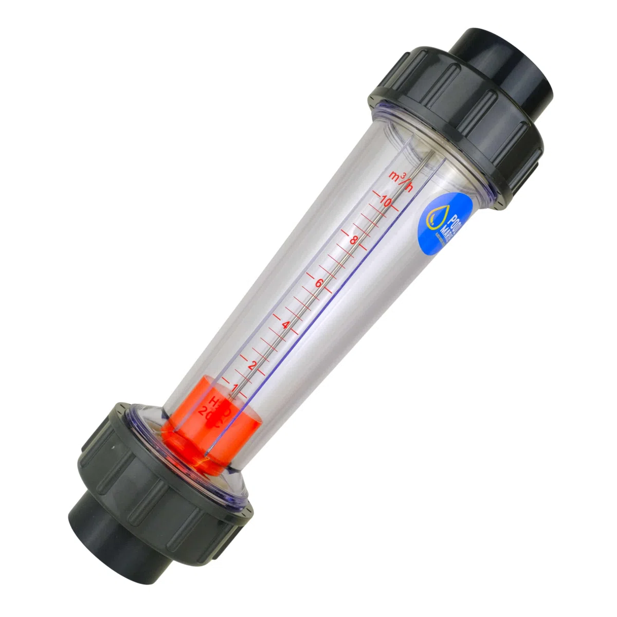 Durchflussmesser Pool 50mm, kompakt, 344mm Länge, Salt-Protect für Salzelektrolyse geeignet, Messbereich 1-10 m³/h, PoolMarie