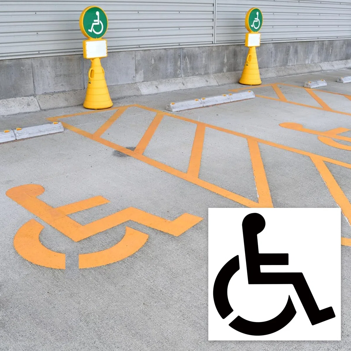 Große, wiederverwendbare Silikon-Schablone für Parkplätze, Garagen und Gehwegmarkierungen mit Behinderten-Symbol