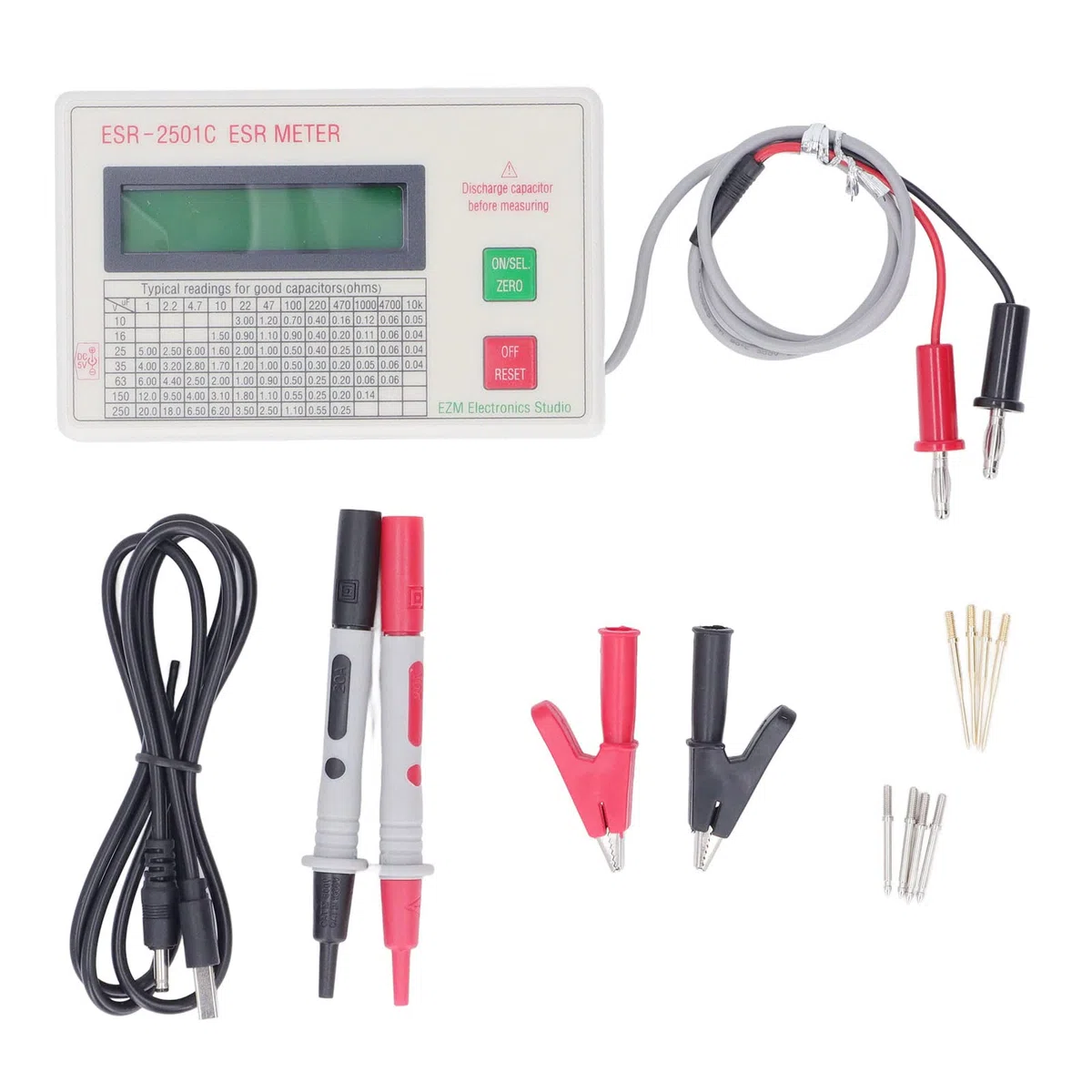 ESR-Kondensator-Tester-Kit, tragbares ESR-Messgerät, digitales Kapazitätsmessgerät, zum Messen von Kapazität