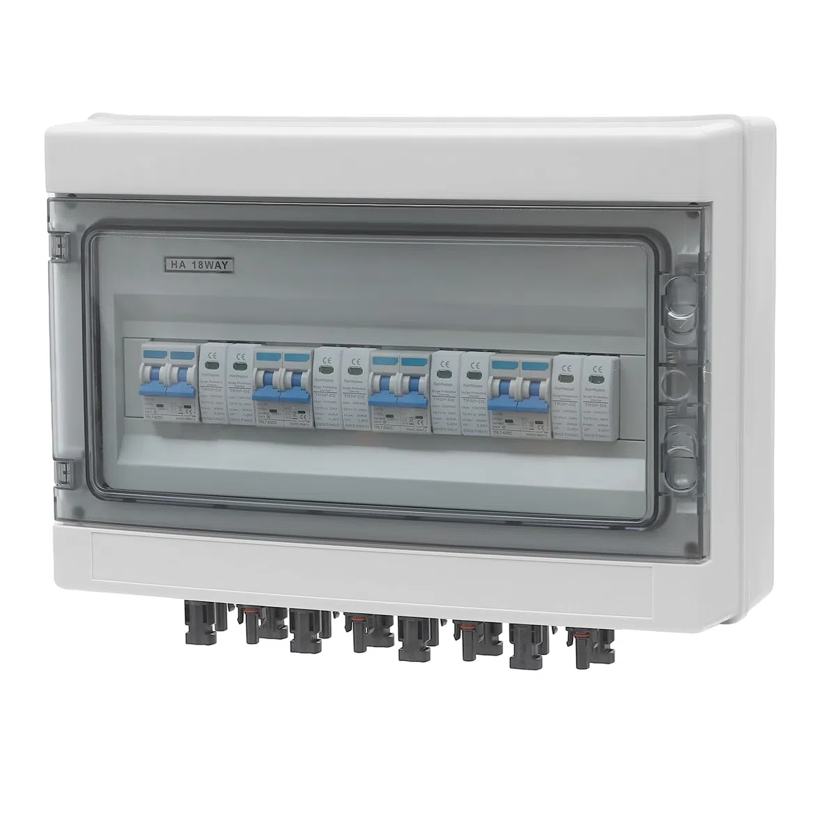 Überspannungsschutz PV, PV DC 1000V -15A Trennschalter PV Anlage, DC-Solaranschlusskasten IP65 Wasserdicht für Wohnmobile Off-Grid Systeme (4 Eingänge, 4 Ausgänge)