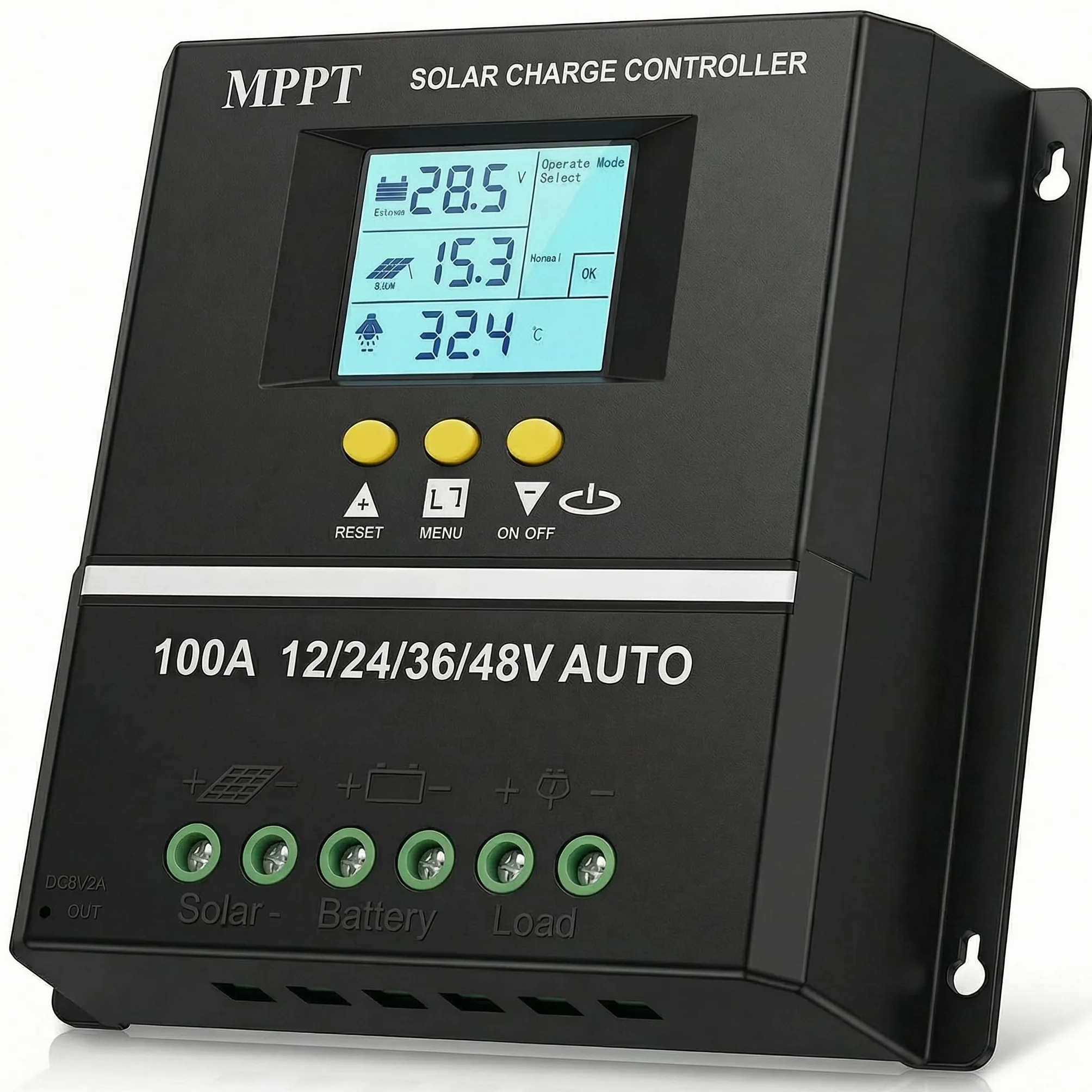 100A MPPT Laderegler, 100 A Solar BatterieController, 12/24/36/48 VBlei Säure und Lithium Batterien LCD-Display Überladeschutz, wasserdichtes Design