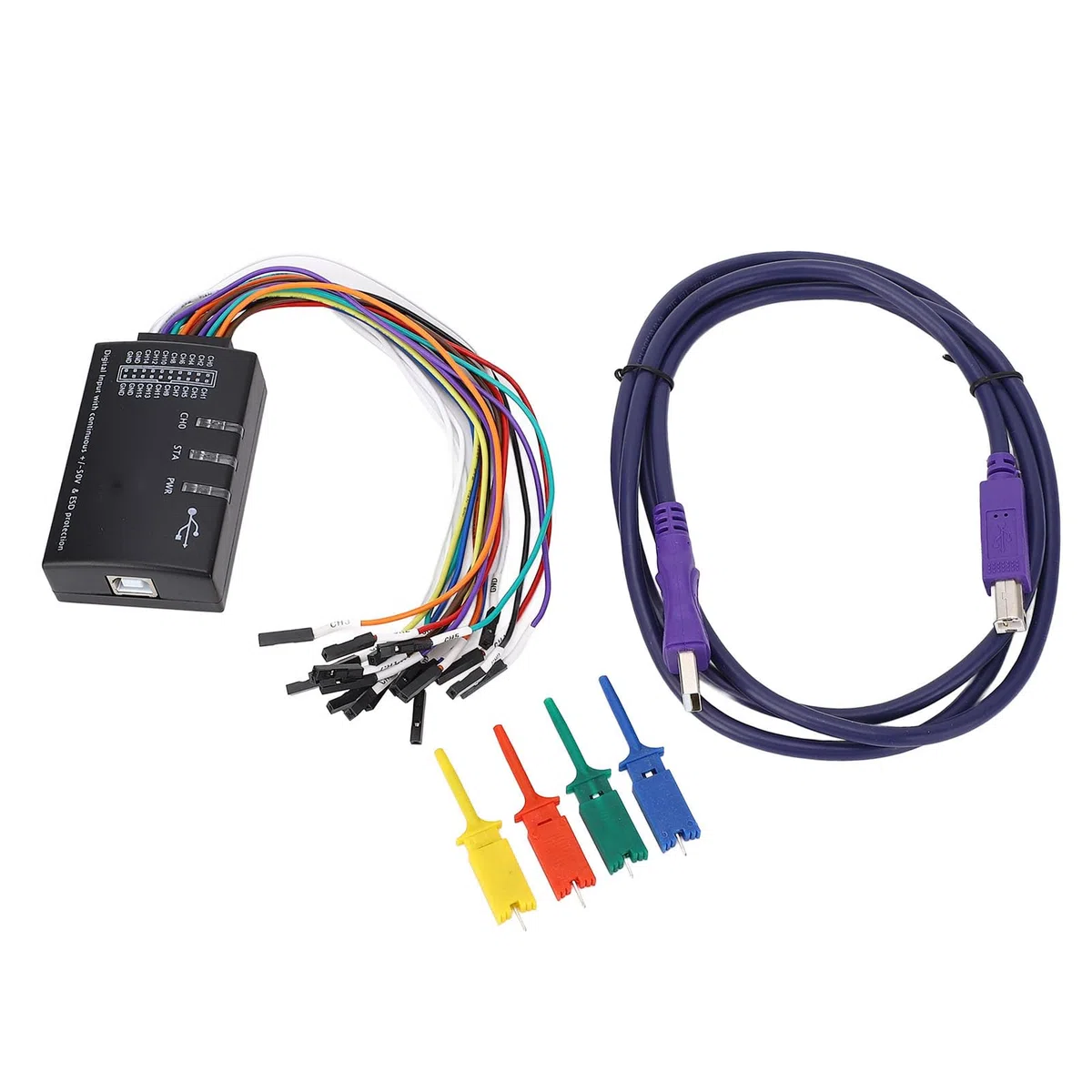 16-Kanal-Logikanalysator, 100 M Abtastrate, USB-Logikanalysatorgerät, Breite Kompatibilität für
