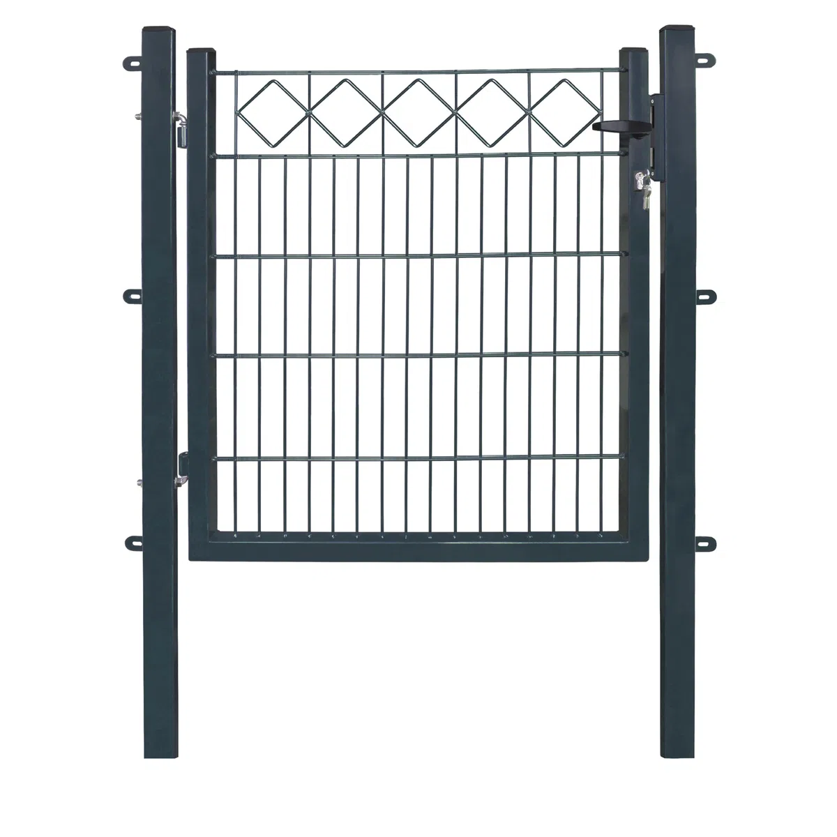 Dekor Gartentore EXCLUSIVE in den Ausführungen Karo & Ring für Stabmattenzäune - Drahtstärke: 6/5/6 mm - mit Zierornamenten (KARO, Anthrazit, B 100 x H 100 cm)