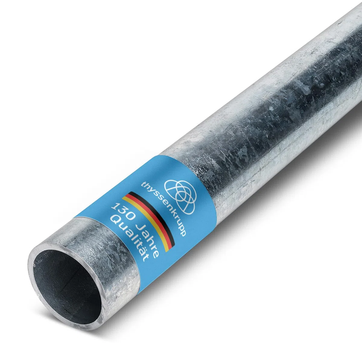 thyssenkrupp Stahlrohr verzinkt Ø 48,3 x 3,2 mm (1 1/2") in 2450 mm Länge | Rundrohr Stahl | Konstruktionsrohr