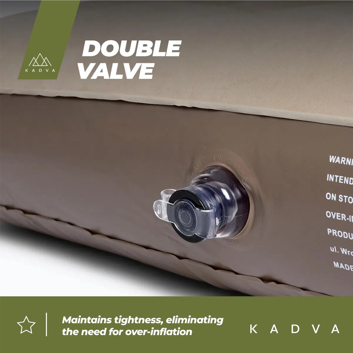 KADVA SINBED Single Luftmatratze in Beige (191x99x22 cm), Tragkraft 140 kg, auslaufsicher mit Doppelventil, PVC, Reparaturflicken. Ideal für Camping, Reisen, Zusatzbett.