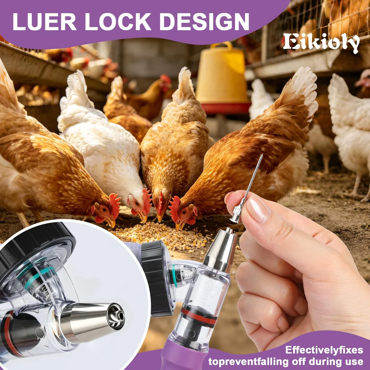 5 MLViehspritze, Automatischer Dauereinspritzer, Rinderspritze, Einstellbare Kontinuierliche Impfstoffspritze, Geflügel- Und for Schweine, Rinder, Schafe, Geflügelchtausrüstung (Purple, 5ML)