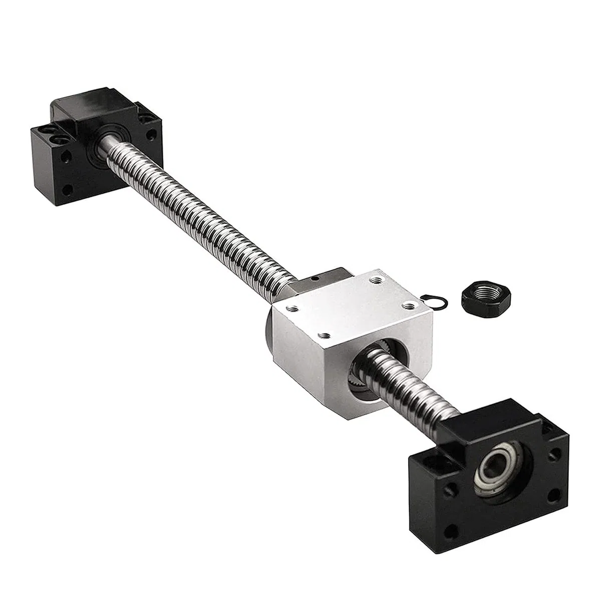 CNCMANS SFU1605 Kugelumlaufspindel Set 1200mm Gewindespindel mit BK12 / BF12 Kugelumlaufspindelstützen und DSG16H Muttergehäuse CNC Teile für Graviermaschine