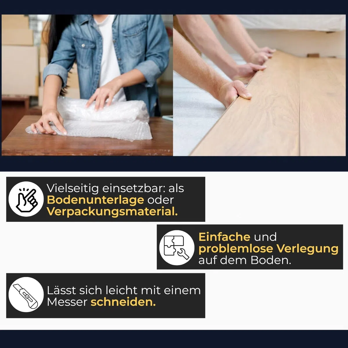 Trittschalldämmung aus PE-Schaumfolie 2mm 100 m² Rolle Dämmunterlage Laminatuterlage und Parkettunterlage Fußboden leicht zu schneiden - 1 m x 100 m 1 Rolle