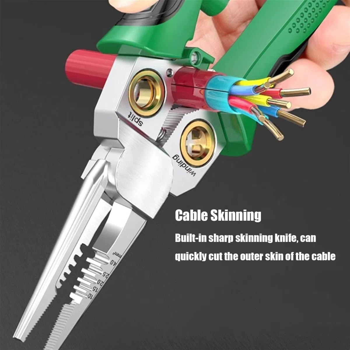 Wire Strippers with Electricity Measurement Function, 8in1 Wire Stripping Pliers for Cutting and Pulling Wires Multi-Function Wire Stripping Pliers for Scraping and Pressing Wires(8 in 1)