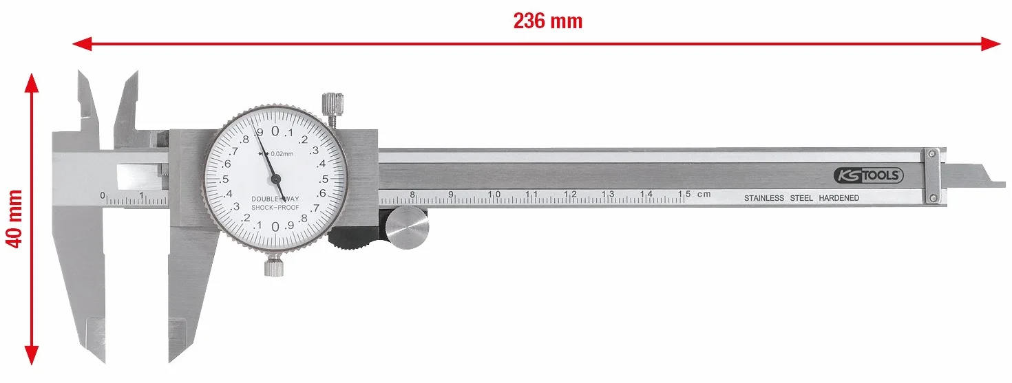 KS Tools 300.0547 Uhren-Messschieber, Messgenauigkeit +/-0, 02 mm