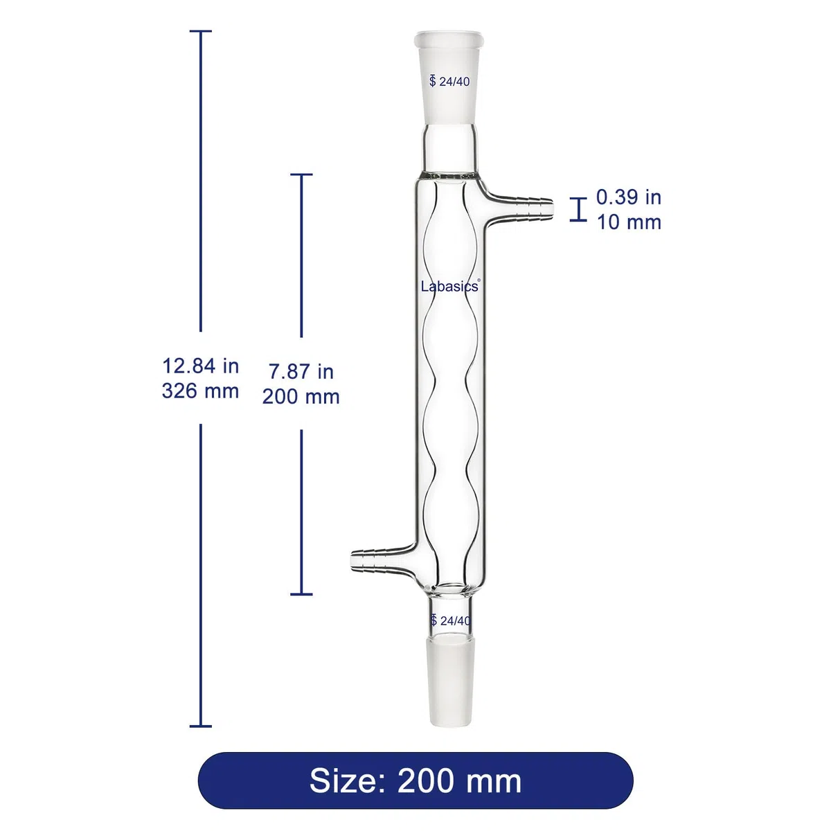 Labasics Borosilikat Glas Allihn Kondensator mit 24/40 Gelenk und 200mm Jacke Länge, Lab Glas Kondensator Glass Allihn Condenser