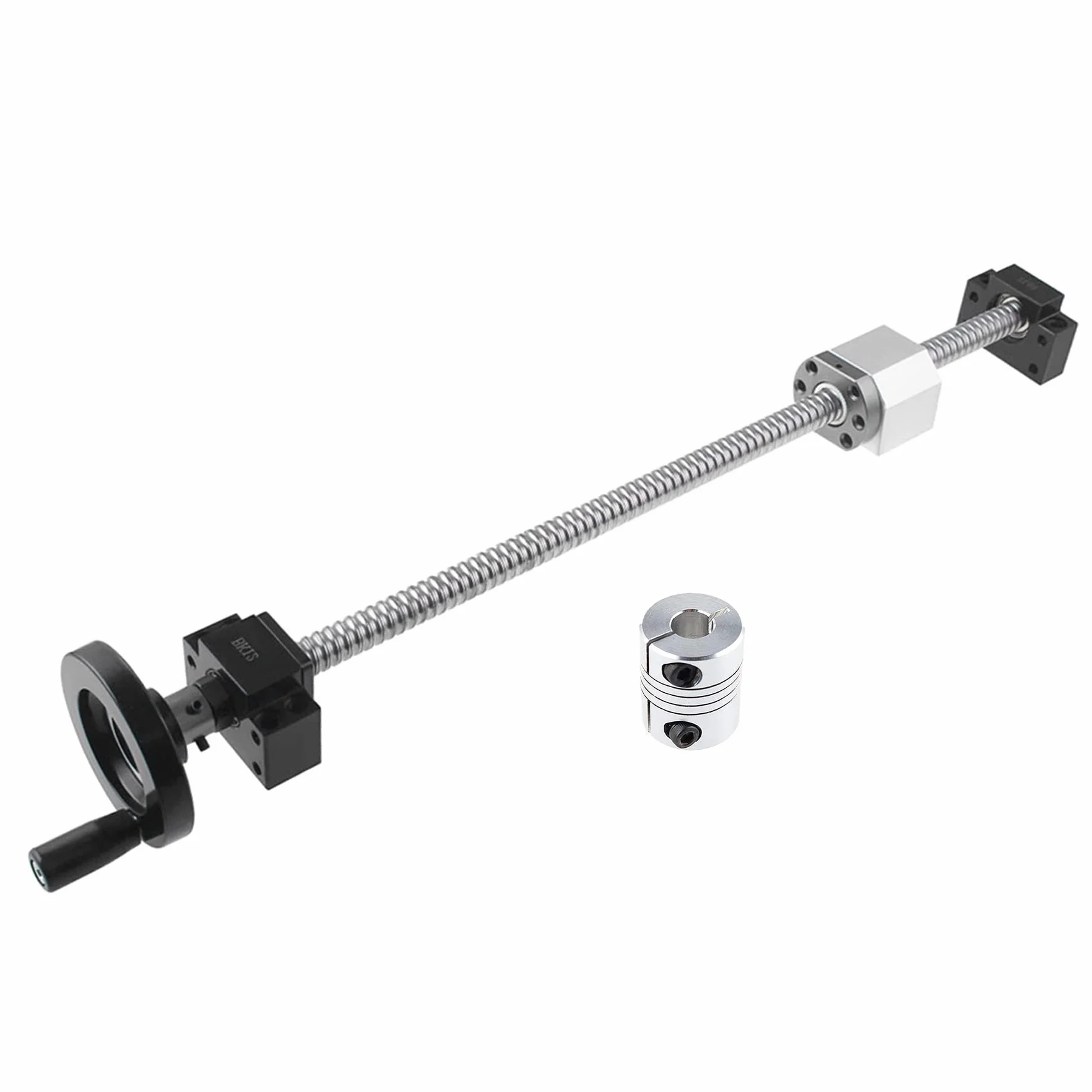 SFU1605 Kugelumlaufspindel 400 mm Kugelumlaufspindeln mit Metallabweiser + Handradmutter BK12/BF12 Endstützlager + Kugelumlaufspindelmuttergehäuse + 6,35 x 10 mm Kupplung für CNC-Maschine