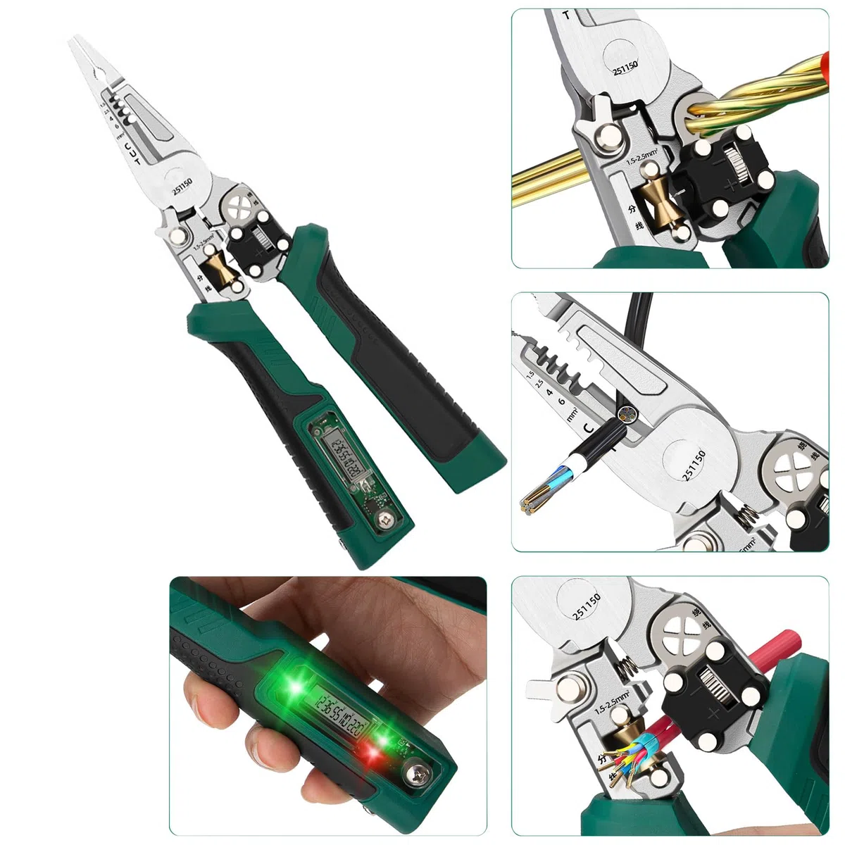 Abisolierzange Spannungsanzeigen Alarm Ergonomischer Aus Kohlenstoffstahl Für Die Elektrische Wartung Drahtcrimper Werkzeug