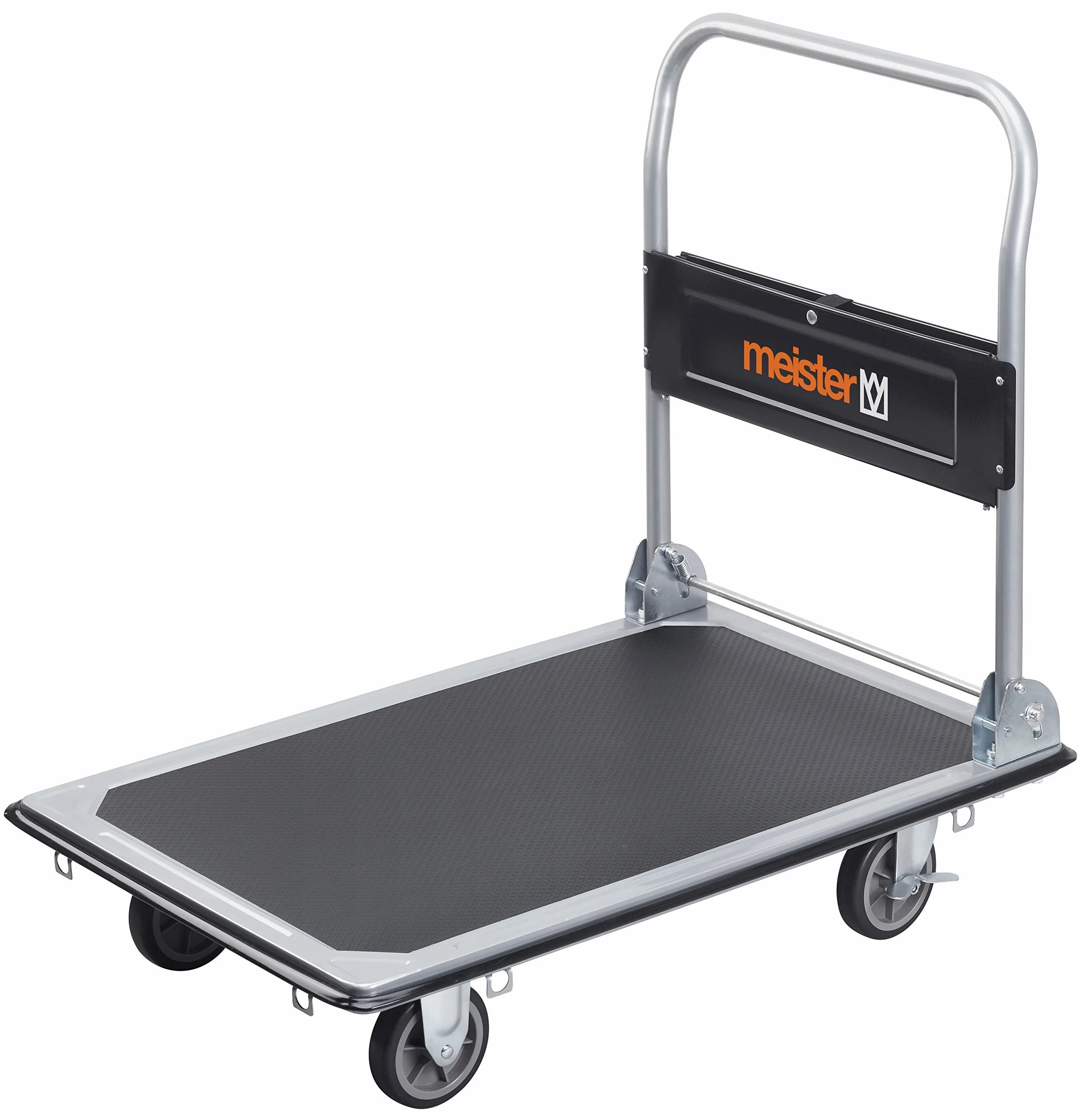 Meister Plattformwagen - Klappbar - Bis 300 kg Tragkraft - Feststellbremse / Transporthilfe mit Lenkrollen / Paketwagen mit Antirutsch-Beschichtung / Klappwagen aus Stahl / 8985540