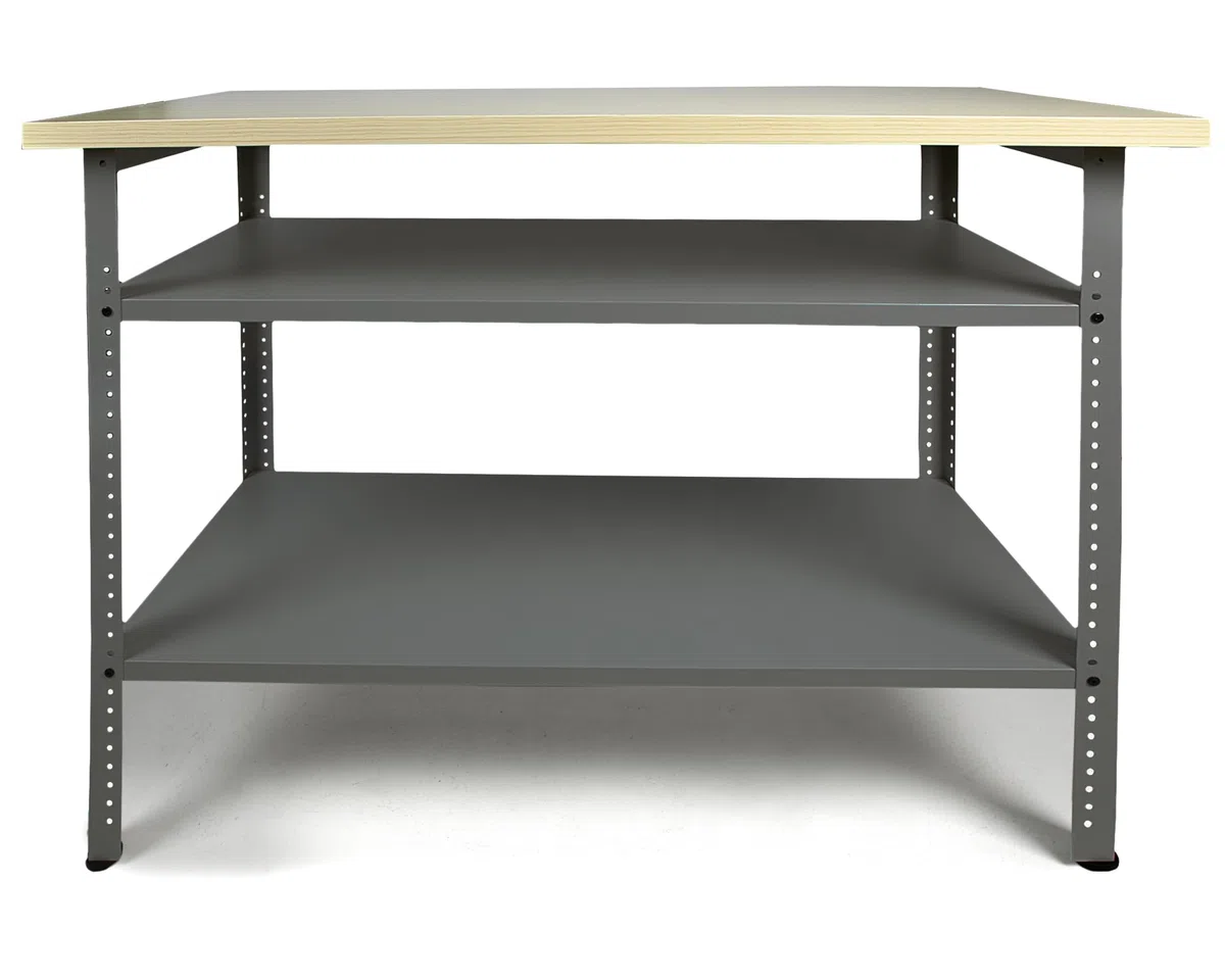 Ondis24 Werkbank 120cm Nobbi Pro Packtisch aus Metall, mit Arbeitsplatte, höhenverstellbare Einlegeböden, Justierfüße, Werktisch für Sparfüchse lichtgrau (85cm)
