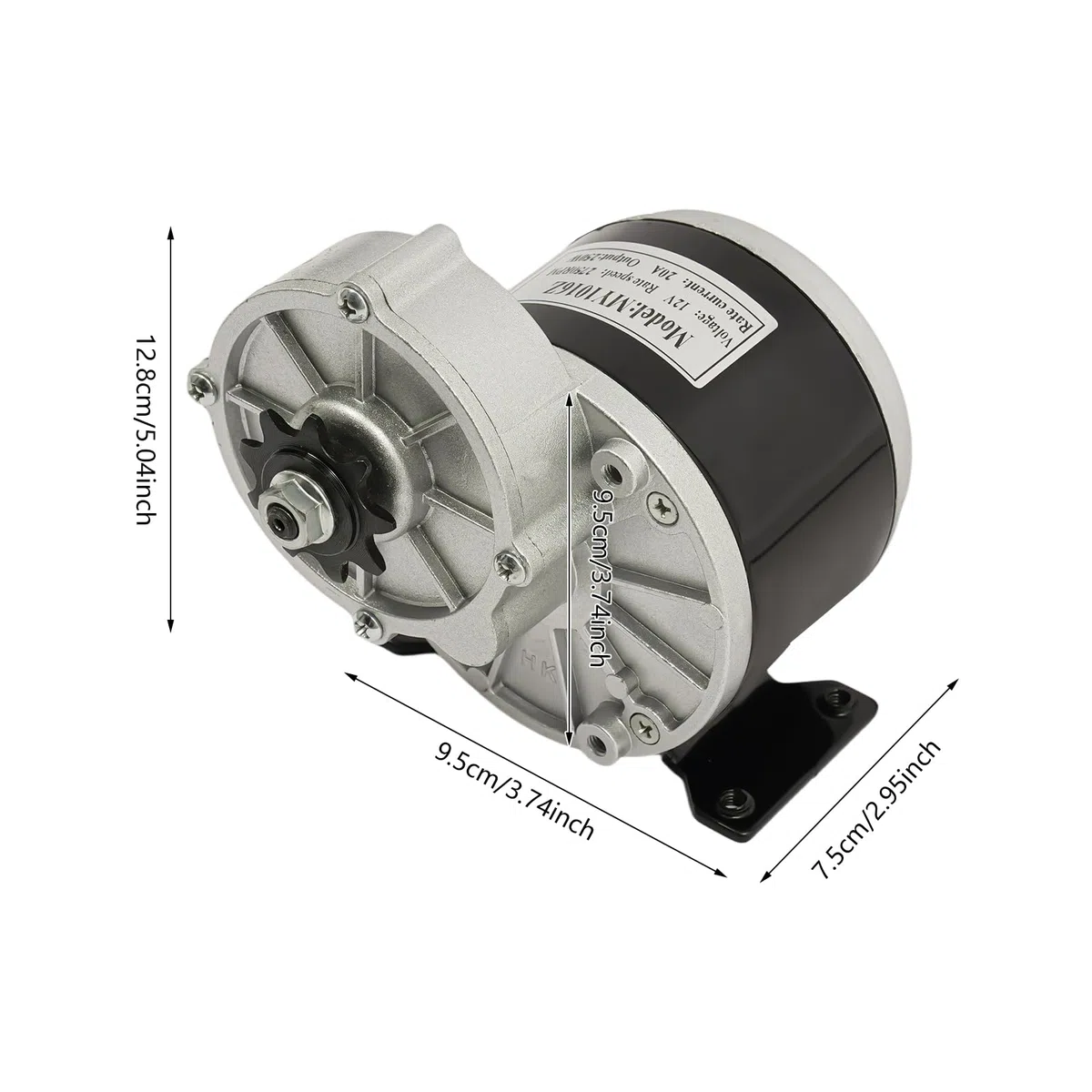 12V 250W DC-Bürsten Getriebemotor, Untersetzungs Elektromotor mit großem Drehmoment, 2750RPM für E‑Bike Elektrofahrrad Roller Pocket Bike Modifikation