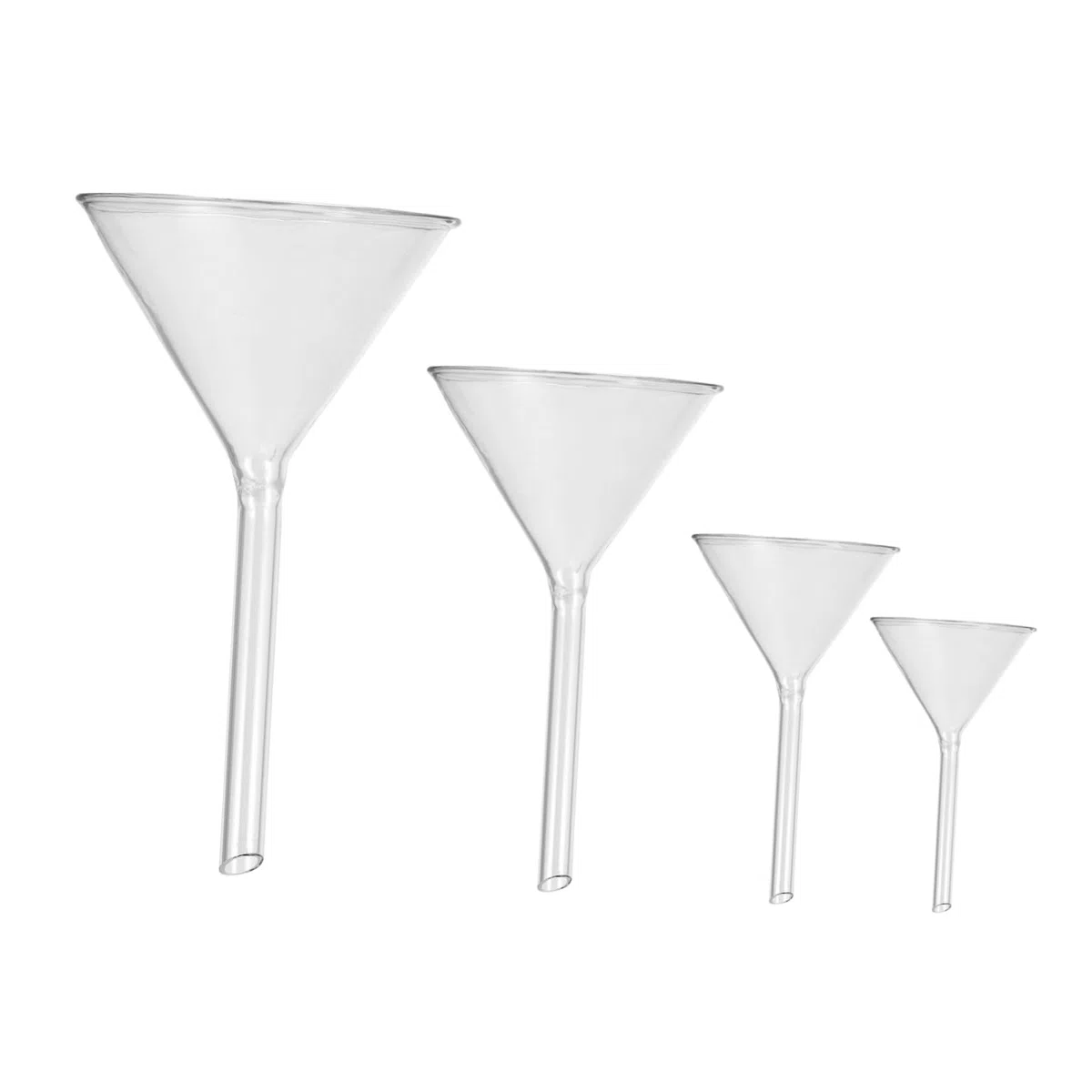 4 Stück Glasfiltertrichter Klein aus Glas mit Kurzer Stiellänge Widerstandsfähig gegen Chemische Angriffe und Thermische Schocks für Laborzwecke und Analytische Chemie