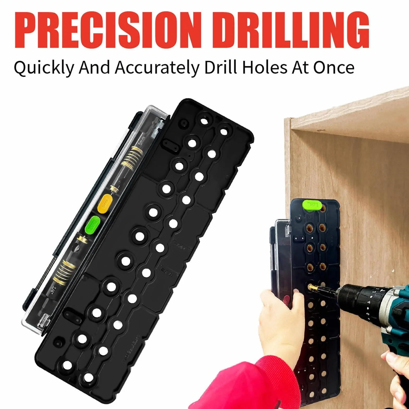 Regalstift-Vorrichtung, 1/4 Zoll und 5 Mm Bohrschablone für Schranklöcher mit 32 Mm Abstand für Gerade Löcher, Regalstift-Bohrvorrichtung, Schrank-Hardware-Vorrichtung,