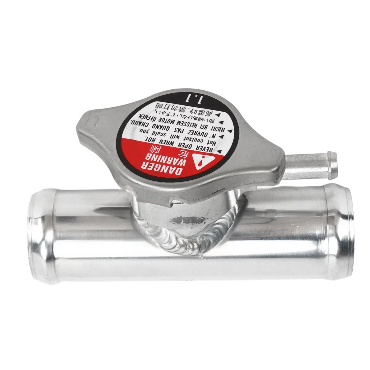 Dioche Kühlereinfüllstutzen, Inline Kühlerschlauch Einfüllstutzen mit 16 PSI Verschluss, 32MM (1-1/4 Zoll) Außendurchmesser, Polierte Oberfläche aus T6061 Aluminium für Pkw