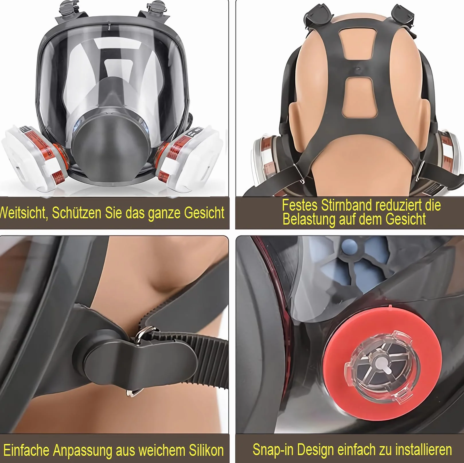 Professionelle Wiederverwendbare Vollmaske Abdeckung,für Malerei schützt, Gas, Farbe, Staub, Chemikalien und anderem Arbeitsschutz